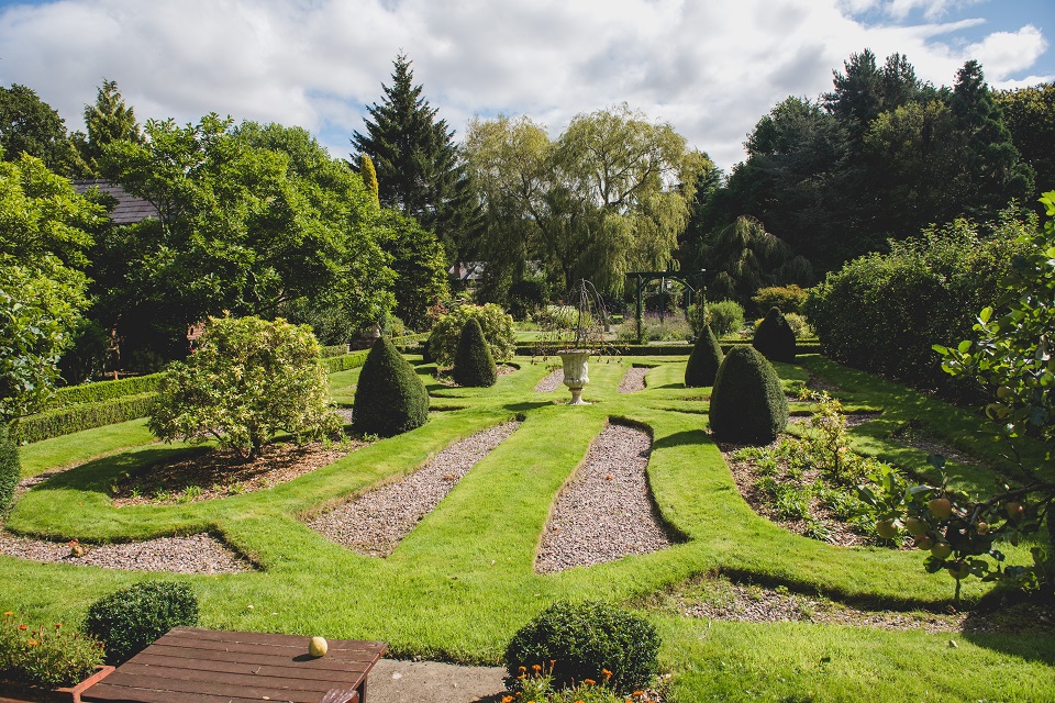 The Parterre (knot garden) in Walled Garden veiwed from above.