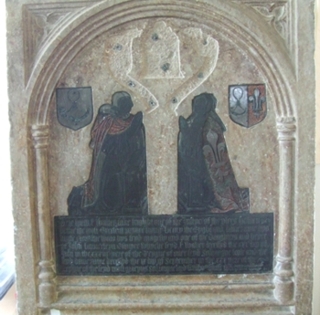 Brass at Cople of the granddaughter of John Launcelyn who was nurse to Henry VIII